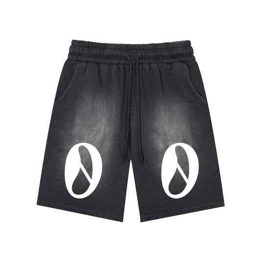 Rectangle Patch Monkey Washed Shorts  - 360 GSM